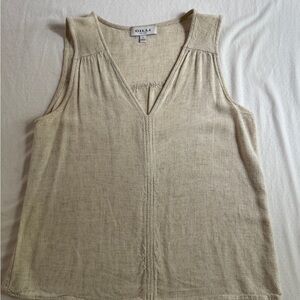 Gilli Cream Linen Blend V-Neck Tank Top